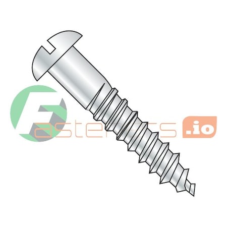 Wood Screw, #10, 1 In, Zinc Plated Steel Round Head Slotted Drive, 3000 PK